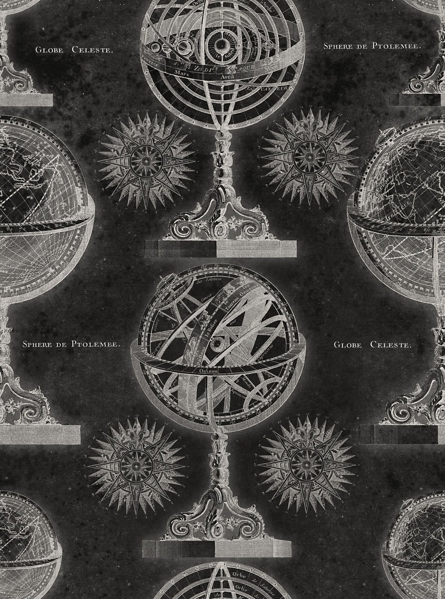Armillary Anthracite Wallpaper