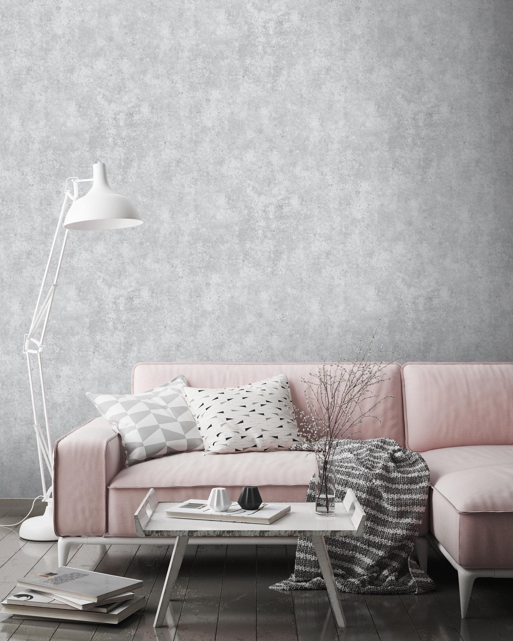 Concrete Realistic Effect Wallpaper-Woodchip & Magnolia-Contract Furniture Store