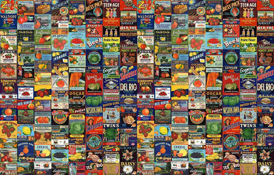 Crate Labels Fruit & Vegetables Wallpaper
