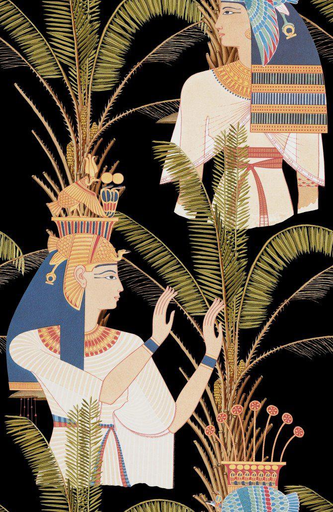 Egyptian Queens Anthracite Wallpaper