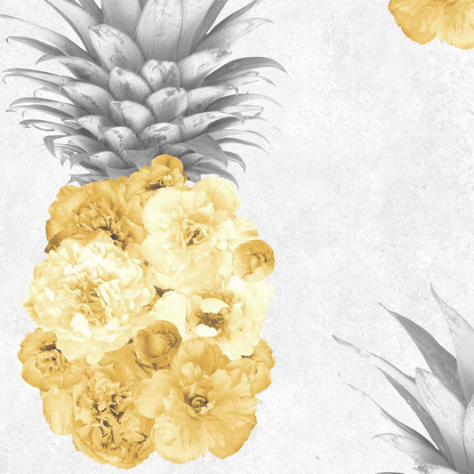 Floral Pineapple Feature Wallpaper