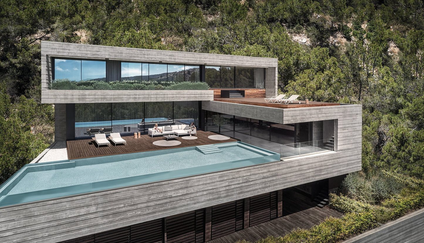 Grid Double Lounger Teak-Contract Furniture Store for hospitality, leisure & commercial projects