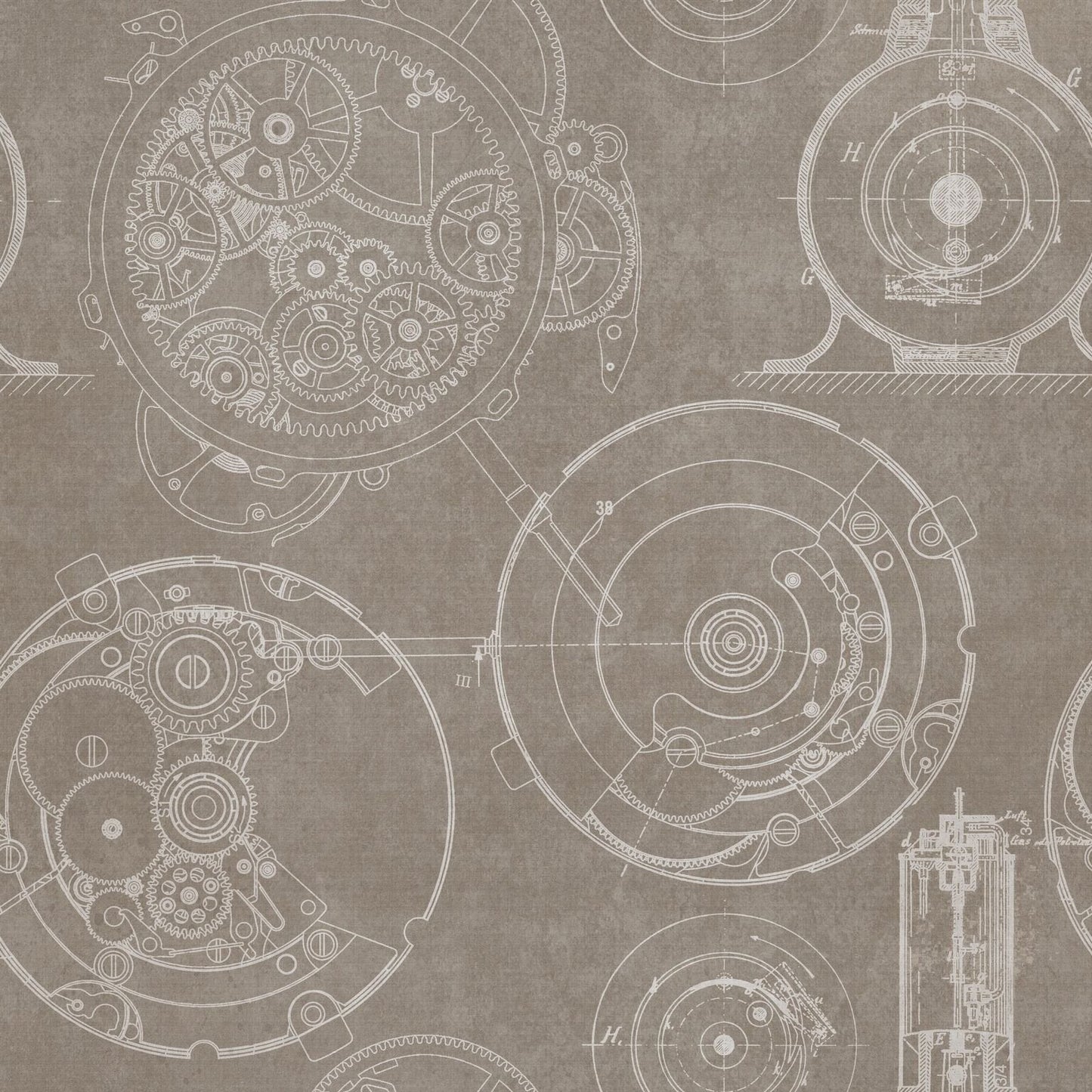 Horlogerie Taupe Wallpaper