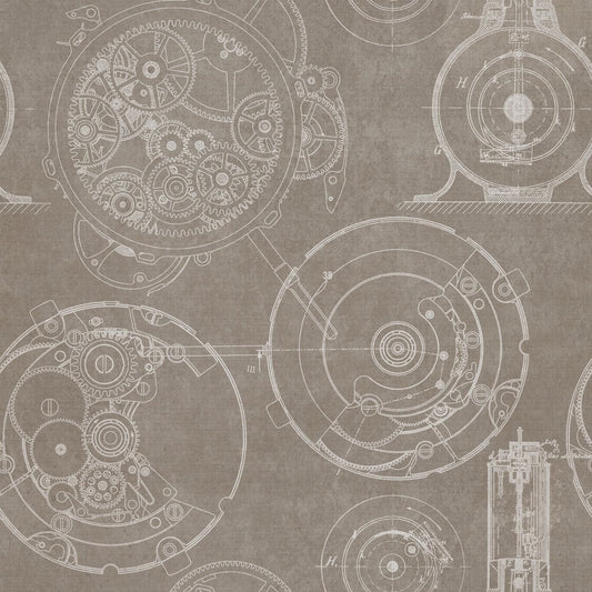 Horlogerie Taupe Wallpaper