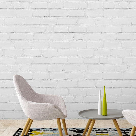 Painted White Brick Effect Wallpaper