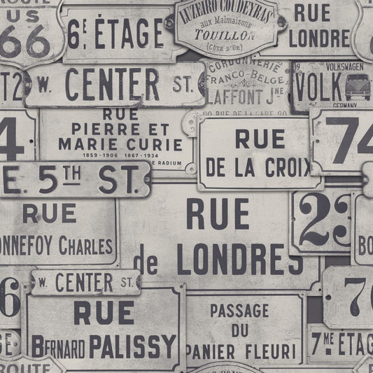 Street Signs Neutral Wallpaper