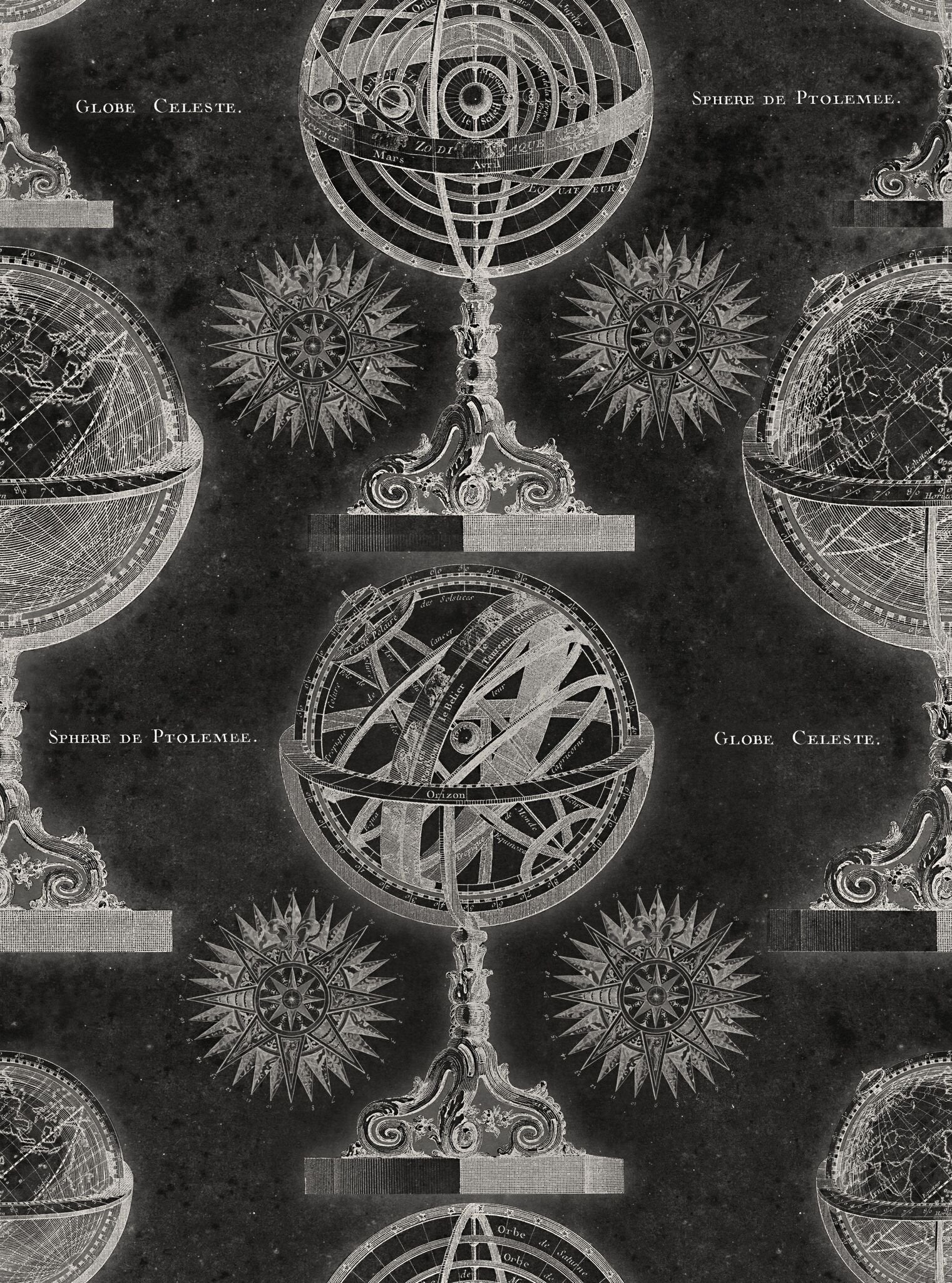 Armillary Anthracite Wallpaper