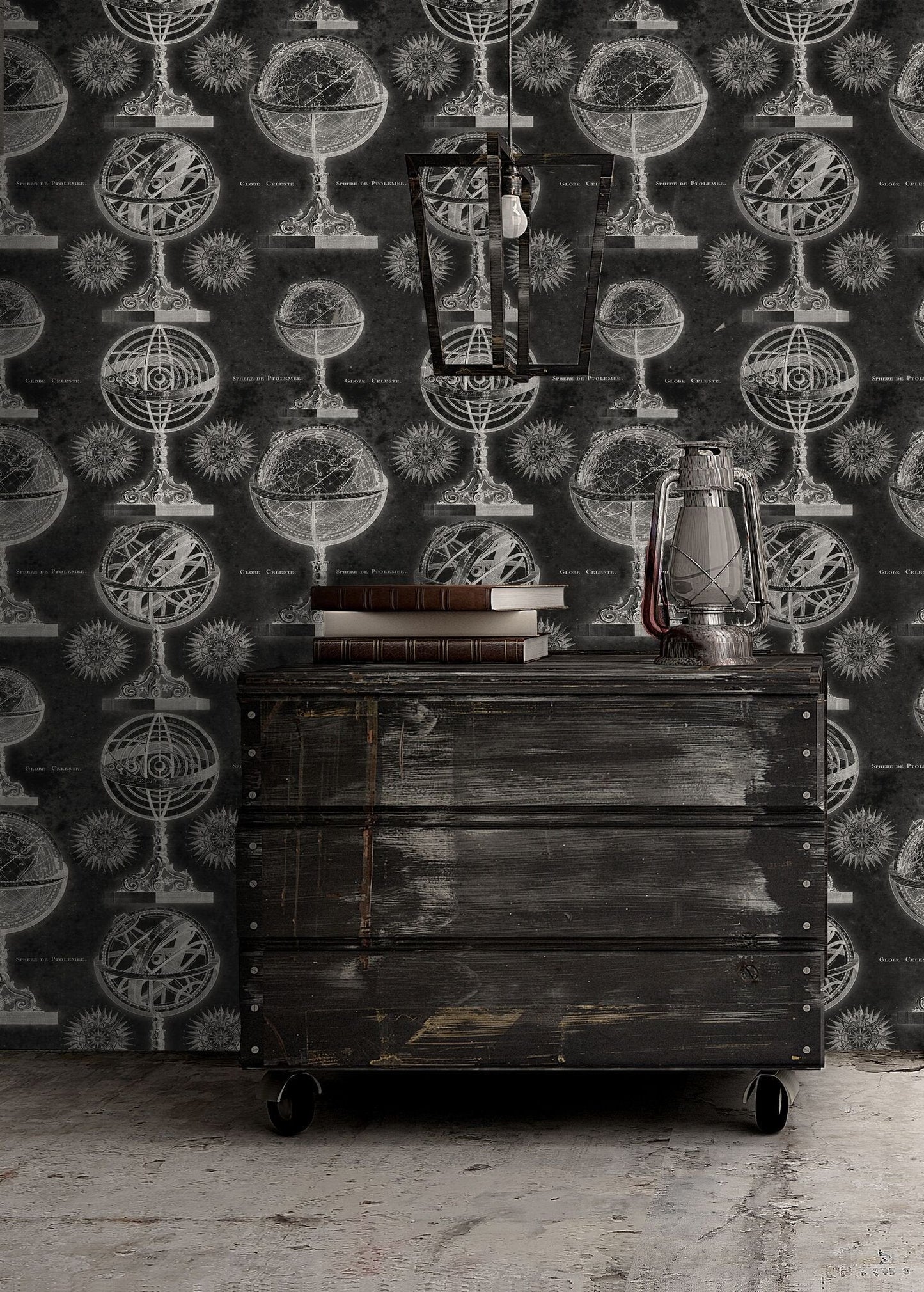 Armillary Anthracite Wallpaper