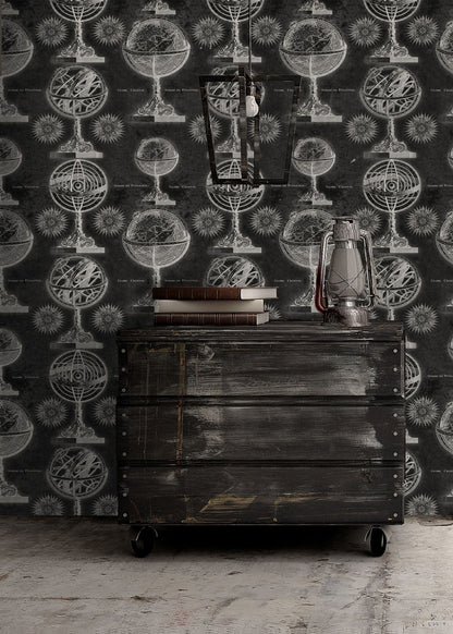 Armillary Anthracite Wallpaper