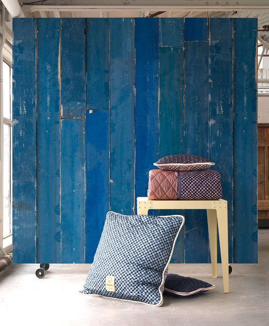 Blue Scrapwood Wallpaper
