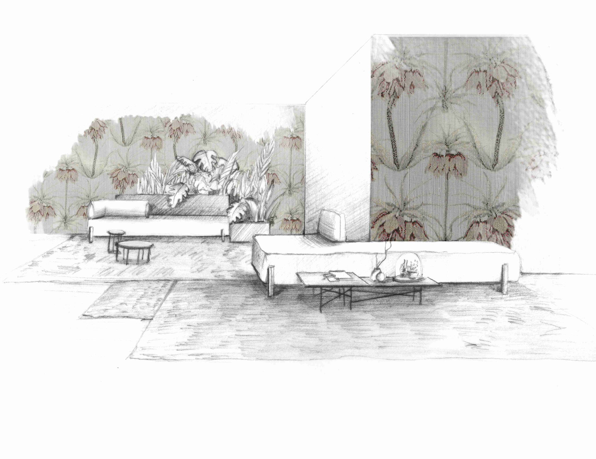 Bucolic Flowers Chain Curtain Divider-Contract Furniture Store for hospitality, leisure & commercial projects