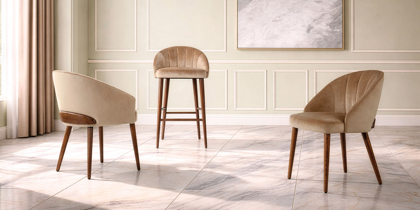 Chelsea Flute Wood/B High Stool