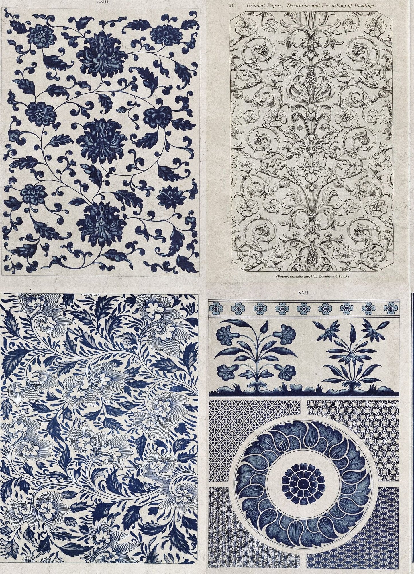 Chinese Pattern Blue Wallpaper