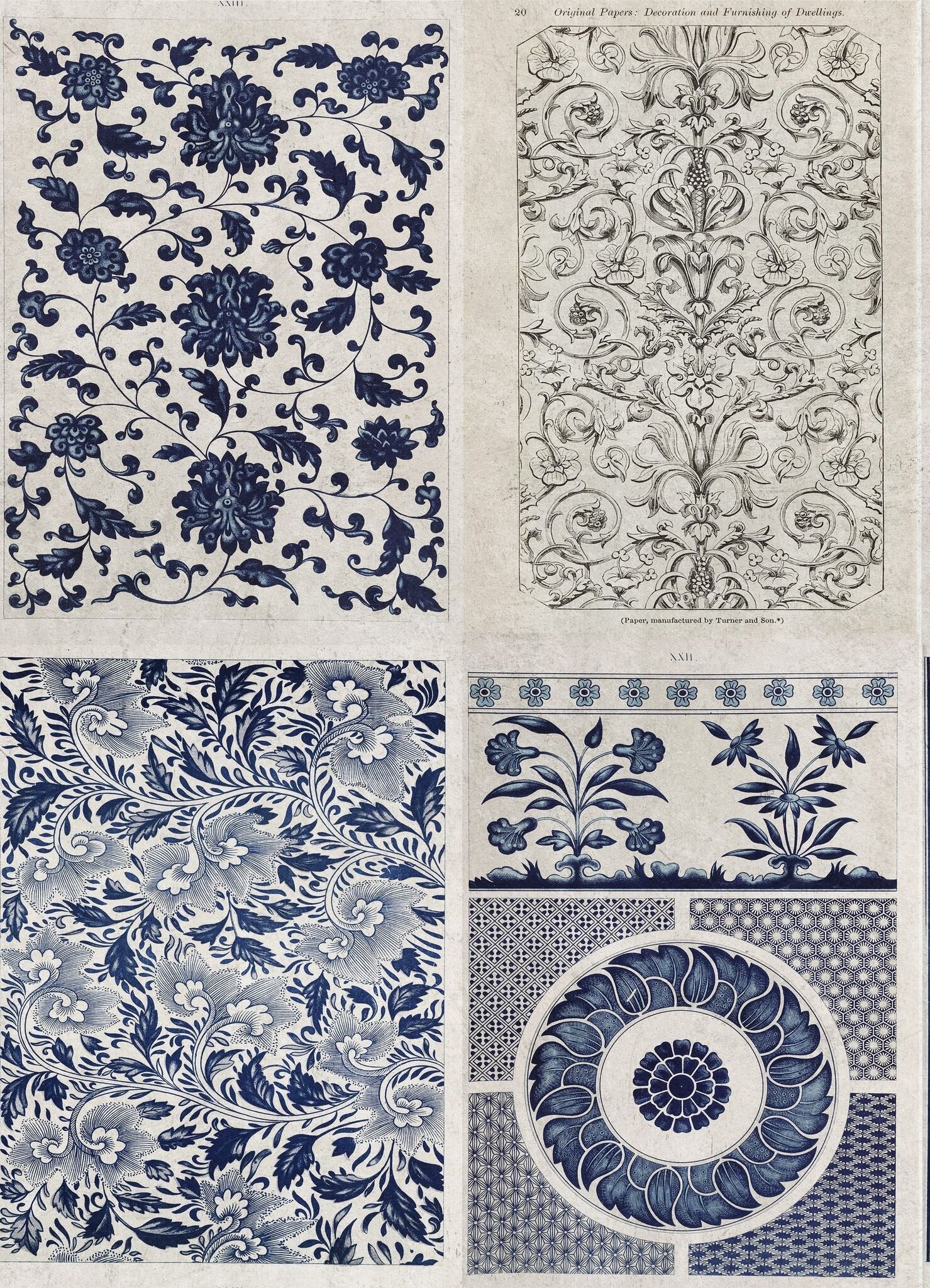 Chinese Pattern Blue Wallpaper