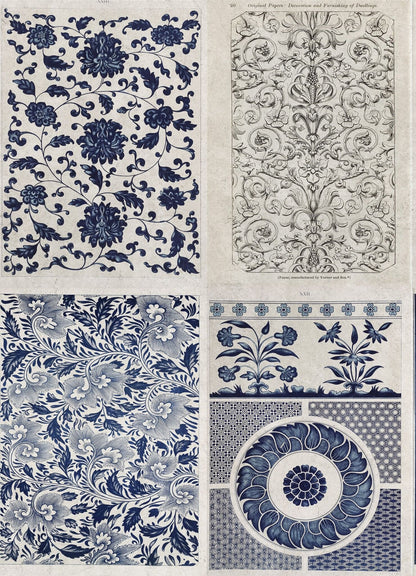 Chinese Pattern Blue Wallpaper