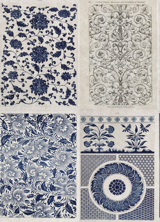 Chinese Pattern Blue Wallpaper