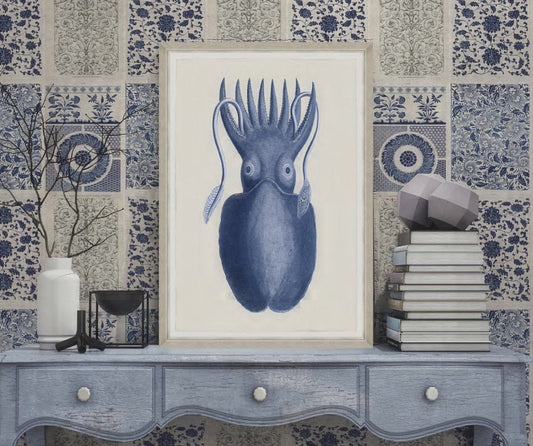 Chinese Pattern Blue Wallpaper