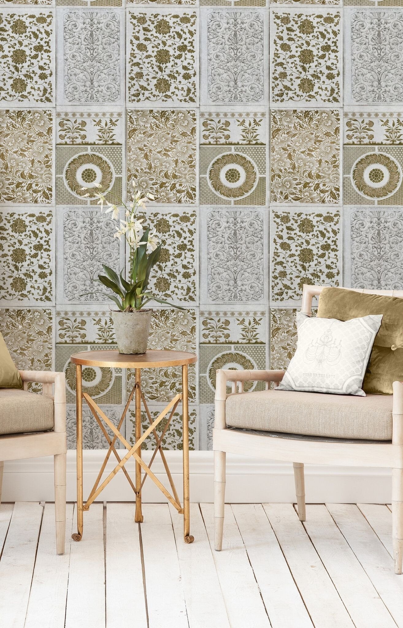 Chinese Pattern Brown Wallpaper