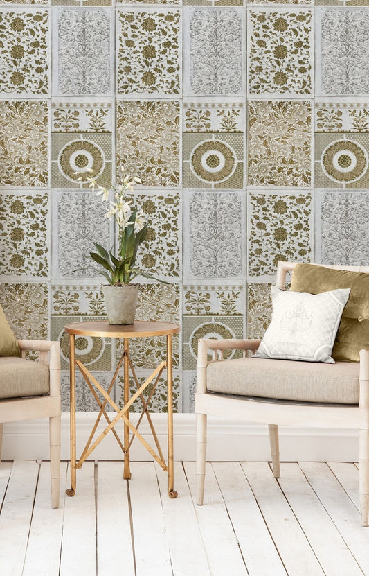 Chinese Pattern Brown Wallpaper
