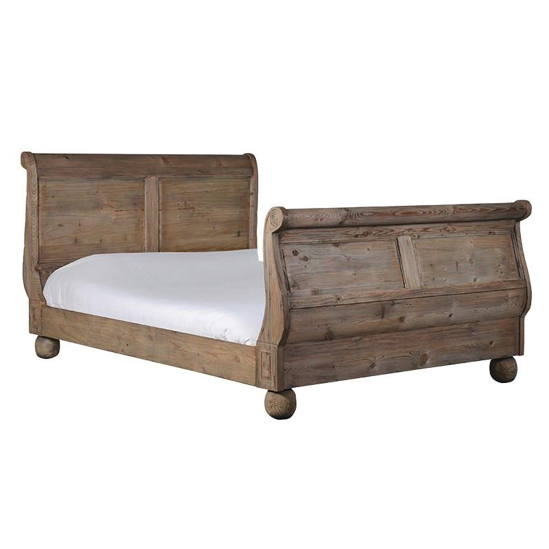 Colonial Reclaimed Kingsize Sleigh Bed-Coach House-Contract Furniture Store