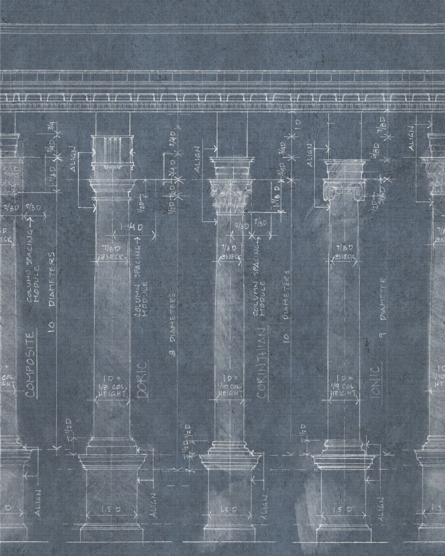 Colonnade Blue Wallpaper