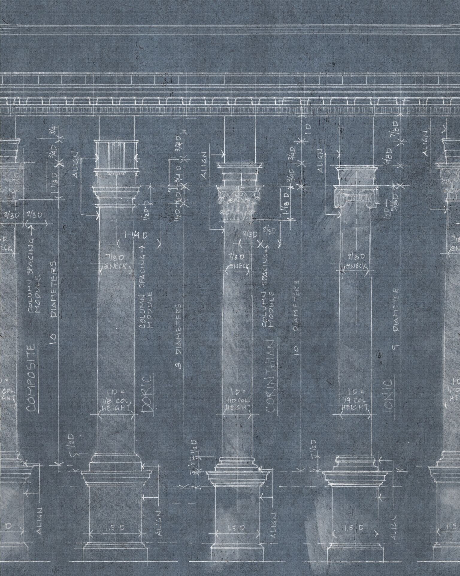 Colonnade Blue Wallpaper