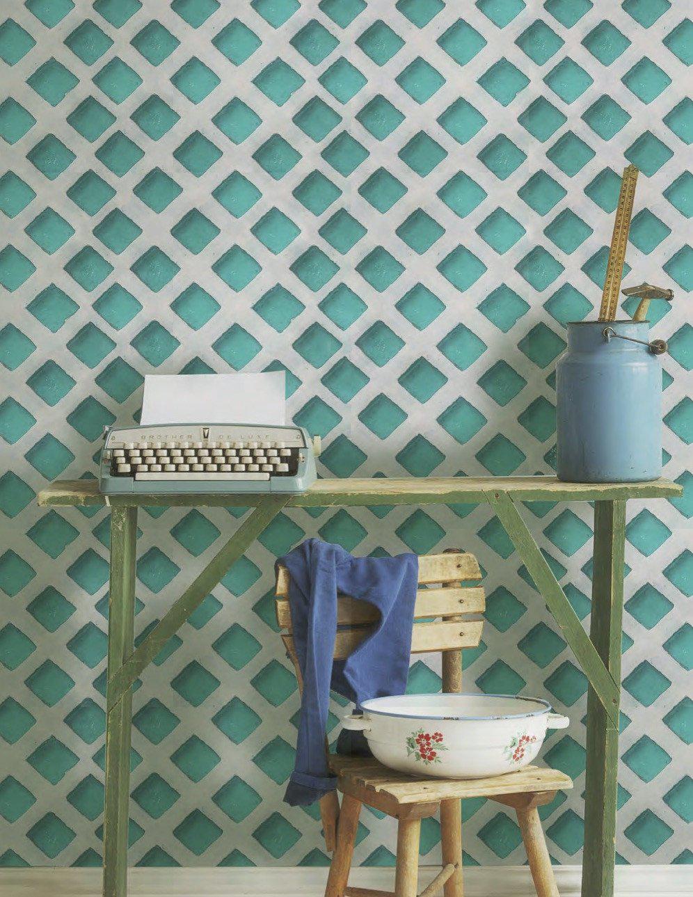 Concrete Patch Turquoise Wallpaper
