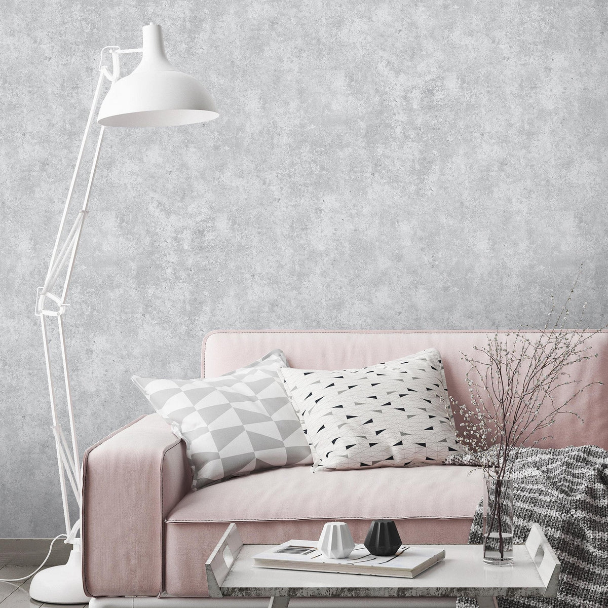 Concrete Realistic Effect Wallpaper-Woodchip &amp; Magnolia-Contract Furniture Store