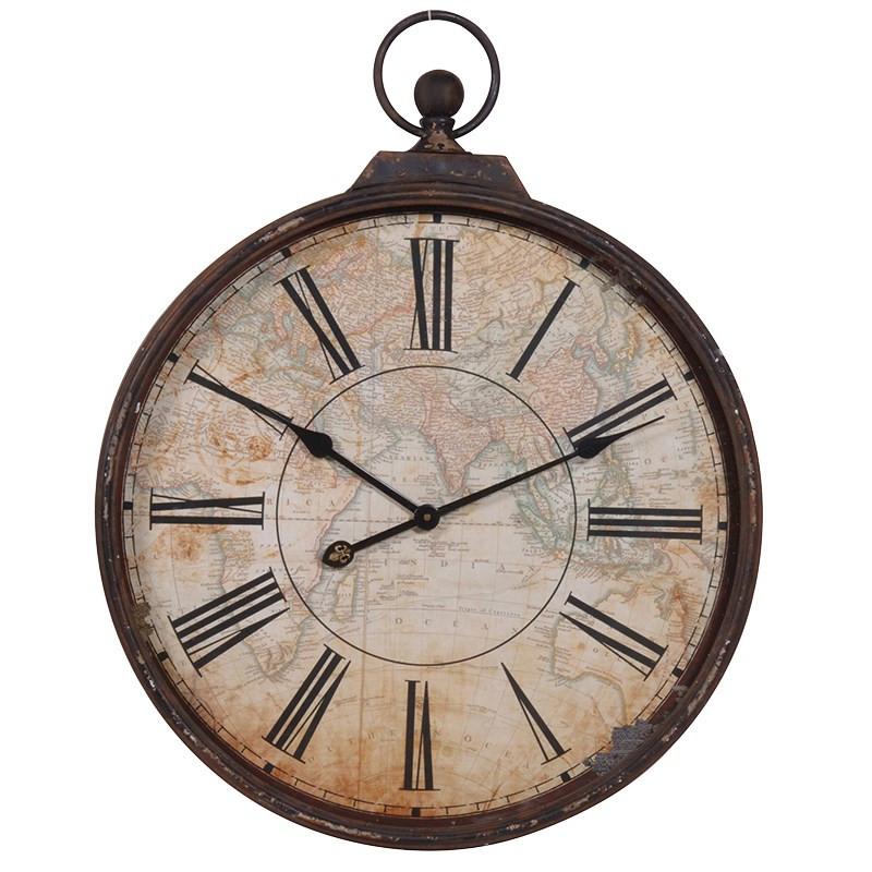 Distressed Map Wall Clock-Coach House-Contract Furniture Store
