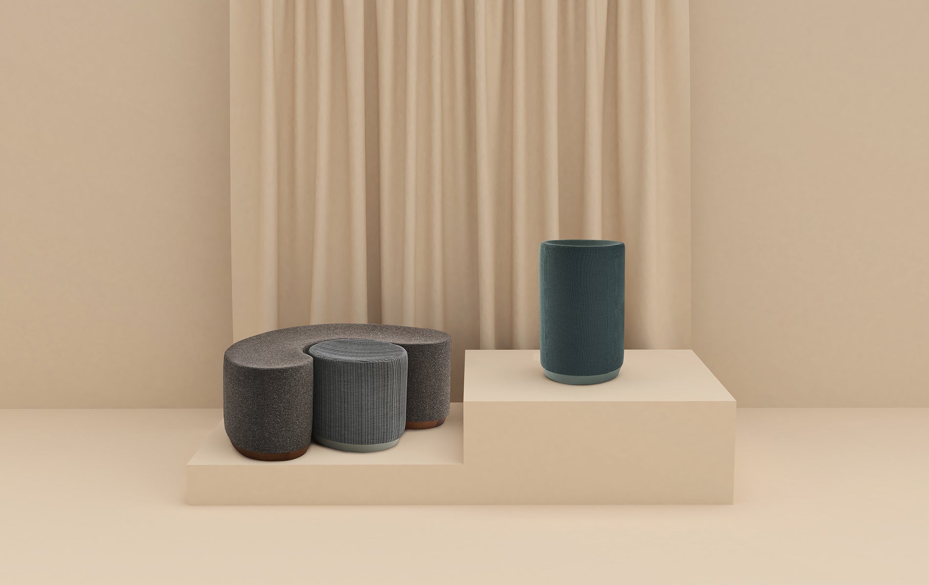 Dividuals C-Shaped Pouf