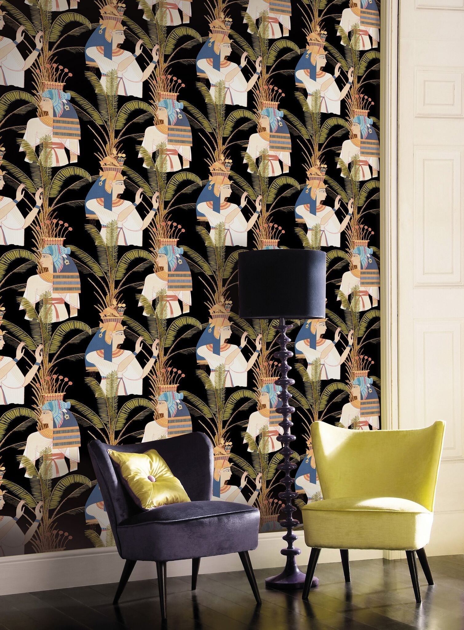 Egyptian Queens Anthracite Wallpaper