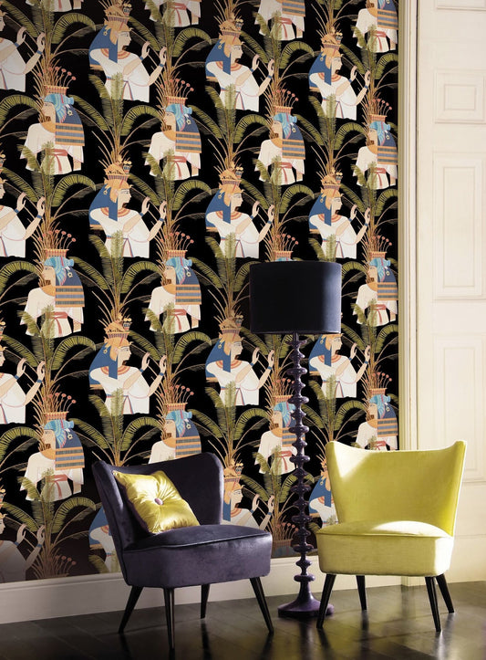 Egyptian Queens Anthracite Wallpaper