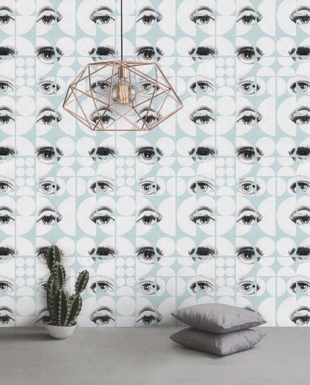 Eyes &amp; Circles Blue Wallpaper-Mind The Gap-Contract Furniture Store
