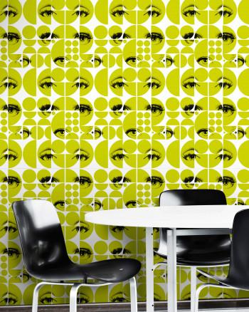 Eyes & Circles Green Wallpaper-Contract Furniture Store for hospitality, leisure & commercial projects