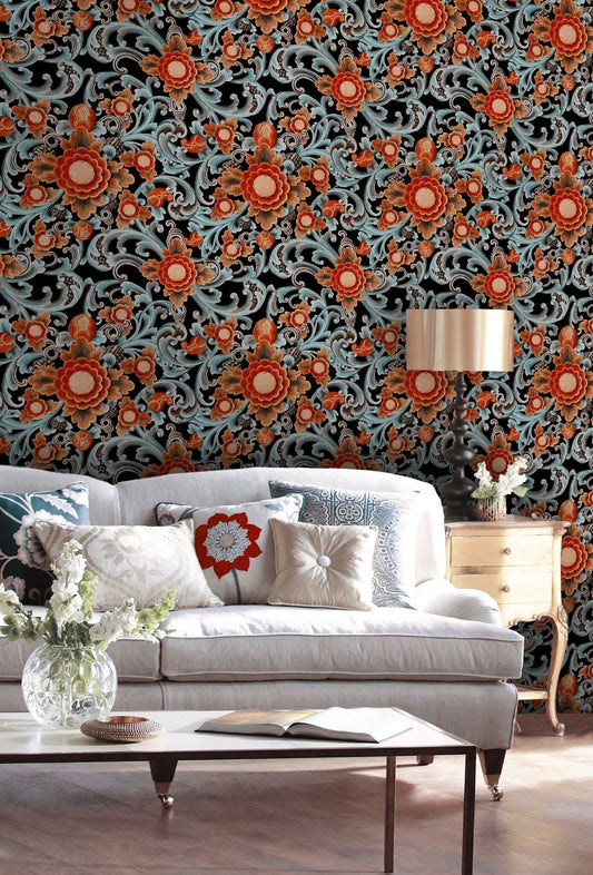 Floral Painting Dark Wallpaper
