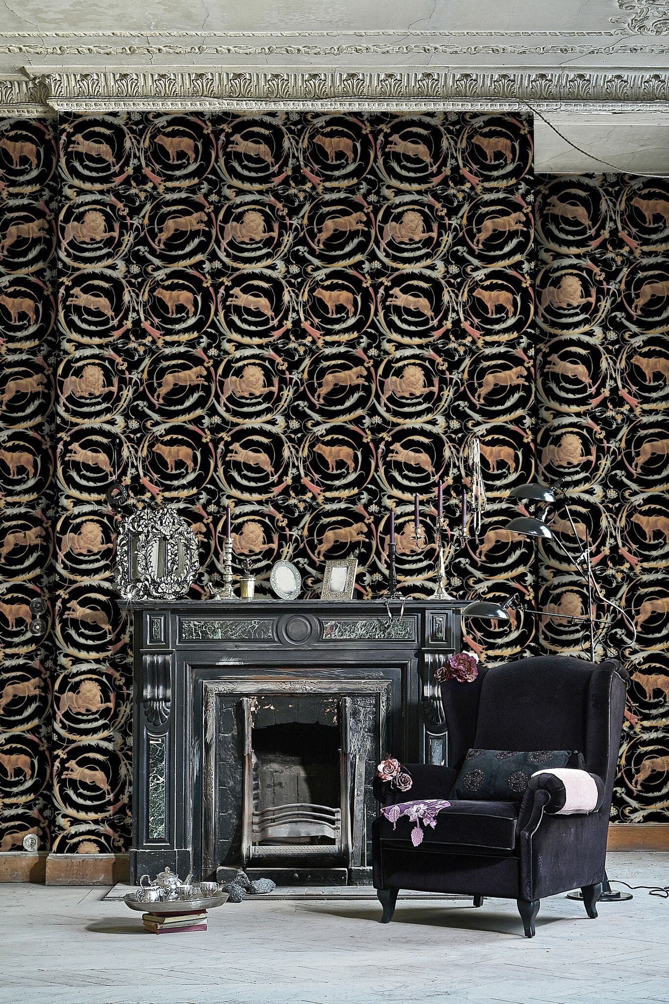 Fresce Anthracite Wallpaper