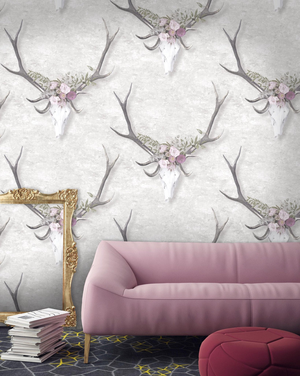 George The Stag Head Wallpaper-Woodchip &amp; Magnolia-Contract Furniture Store