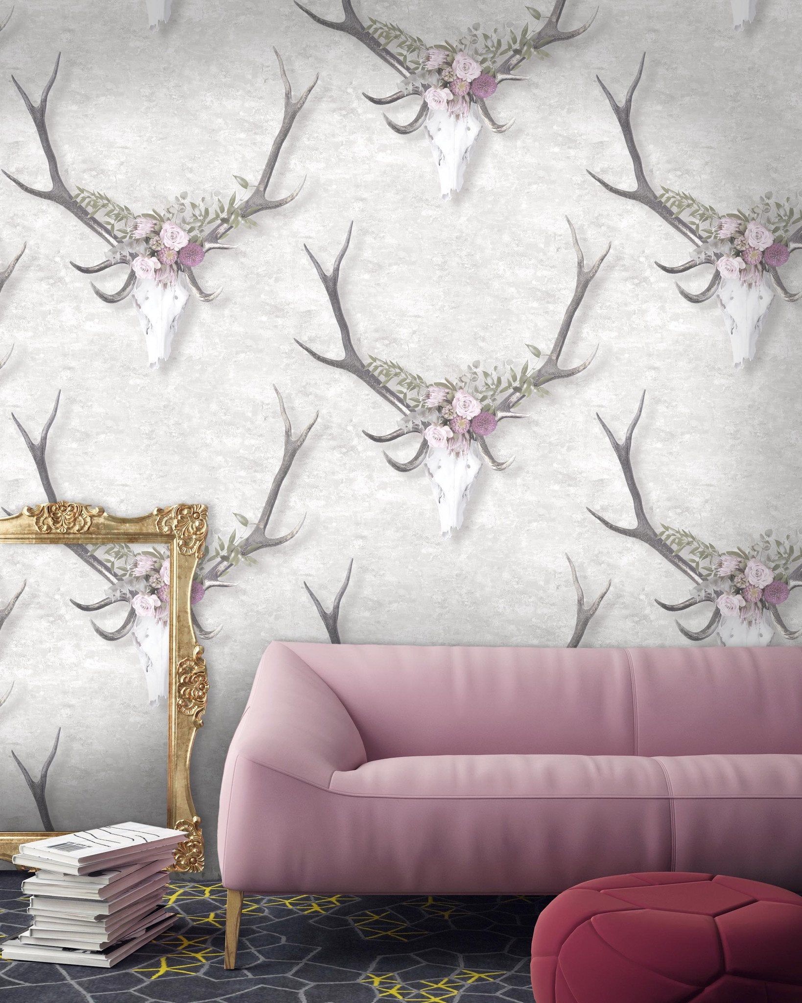 George The Stag Head Wallpaper-Woodchip & Magnolia-Contract Furniture Store