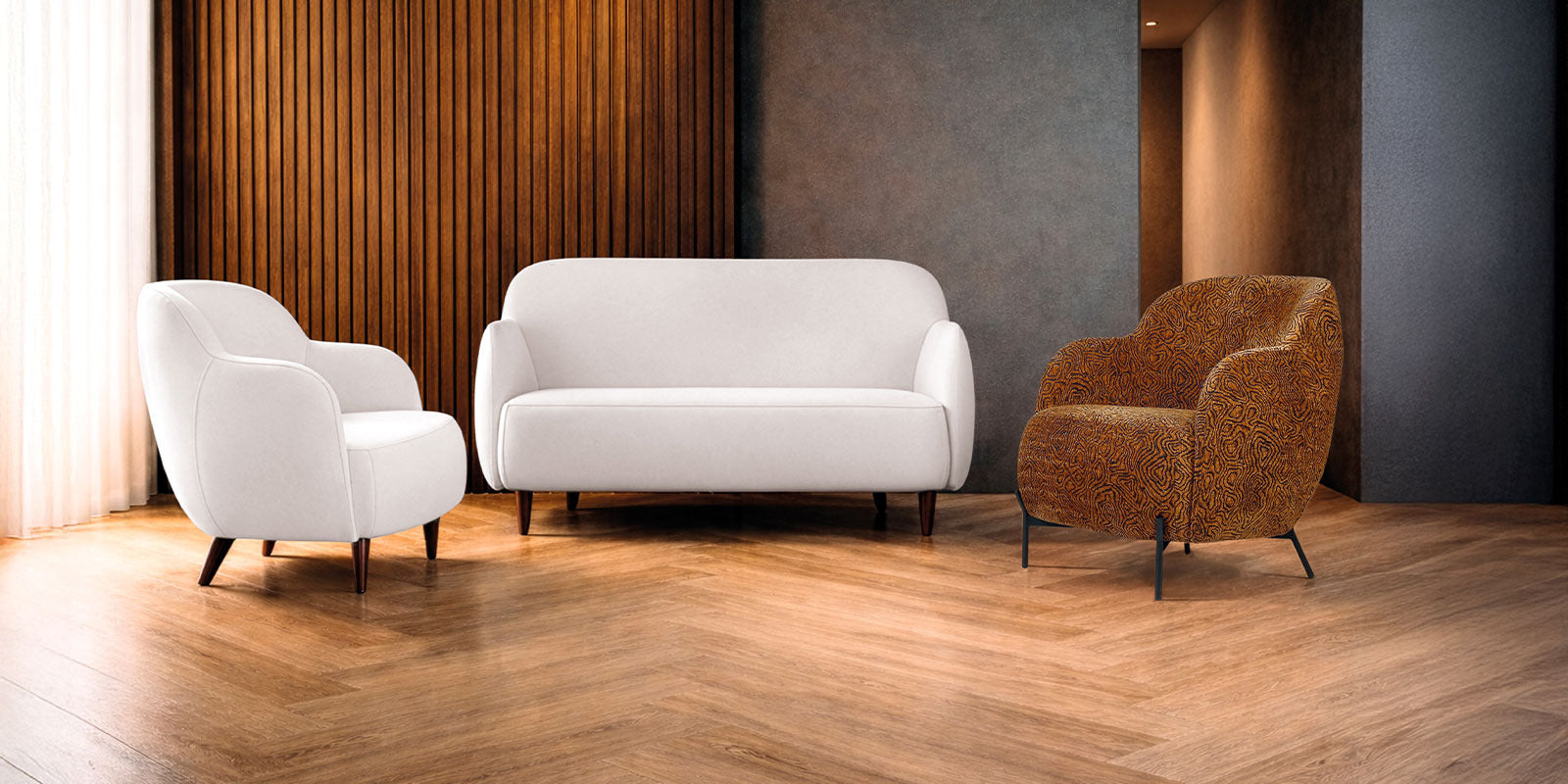 Glamour Flute Wood Sofa