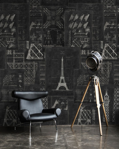 Grand Eiffel Anthracite Wallpaper