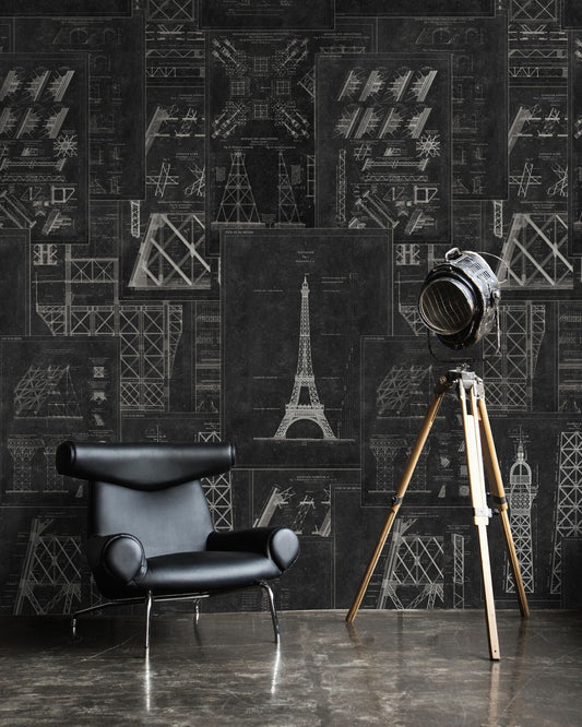 Grand Eiffel Anthracite Wallpaper