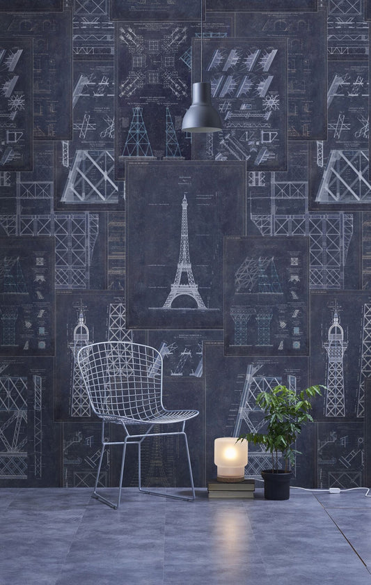 Grand Eiffel Blue Wallpaper-Contract Furniture Store for hospitality, leisure & commercial projects