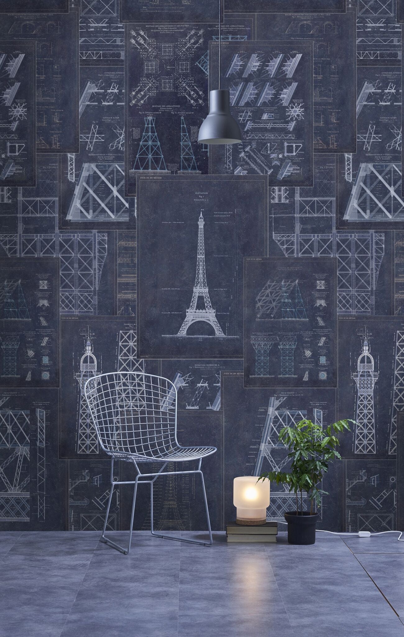 Grand Eiffel Blue Wallpaper-Mind The Gap-Contract Furniture Store