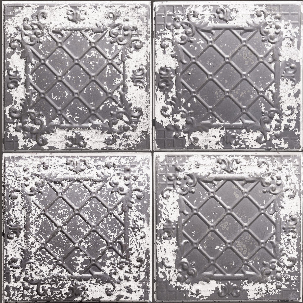 Grey Tin Tiles Wallpaper-Woodchip &amp; Magnolia-Contract Furniture Store