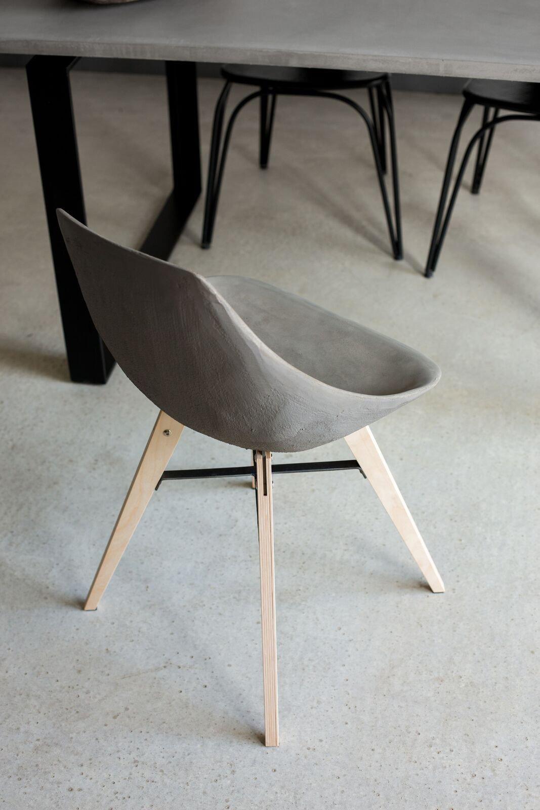 Hauteville Concrete Side Chair c/w Wood Legs-Lyon Beton-Contract Furniture Store