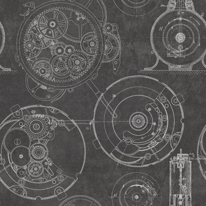 Horlogerie Anthracite Wallpaper