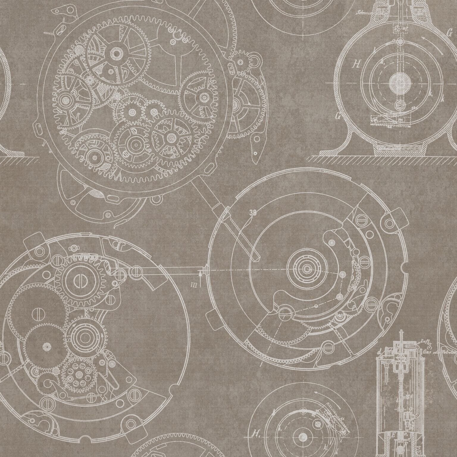 Horlogerie Taupe Wallpaper