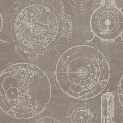 Horlogerie Taupe Wallpaper