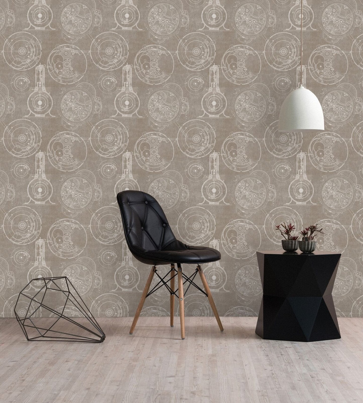 Horlogerie Taupe Wallpaper