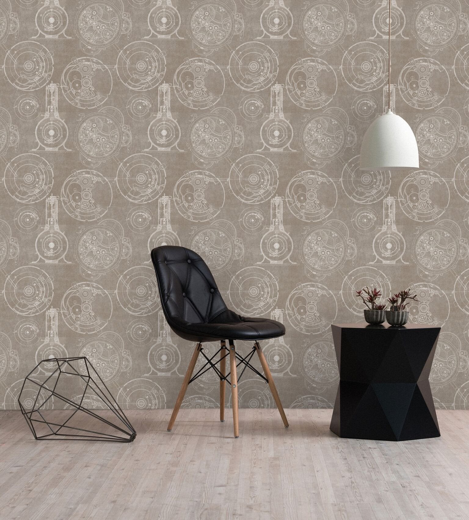 Horlogerie Taupe Wallpaper